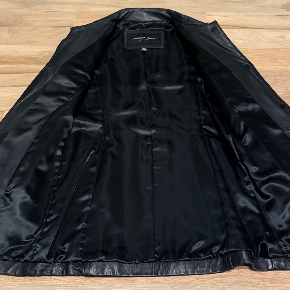 Andrew Marc 100% Black Leather Jacket - Picture 5 of 9